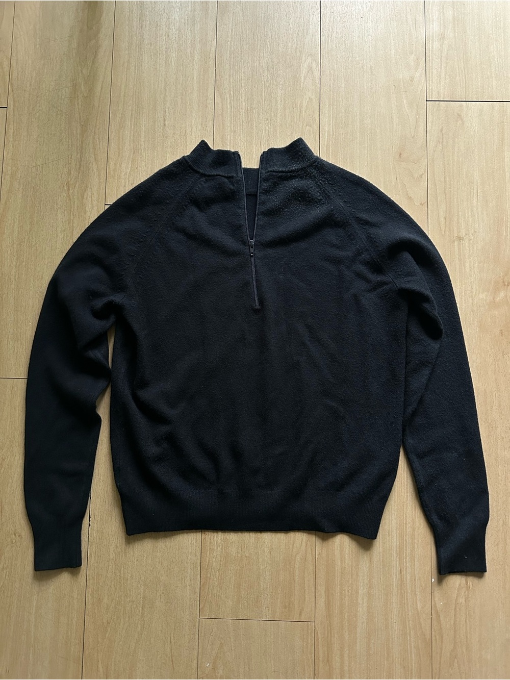 Vintage Black Mock Neck Zipper Sweater